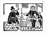 Man smoking a pipe near his family by Anonymous