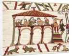 Detail of Harold II and companions feasting from The Bayeux Tapestry by Anonymous