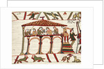 Detail of Harold II and companions feasting from The Bayeux Tapestry by Anonymous