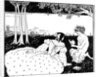 Pan reading to a woman by a brook by Aubrey Beardsley