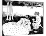 Pan reading to a woman by a brook by Aubrey Beardsley