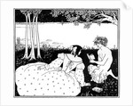 Pan reading to a woman by a brook by Aubrey Beardsley