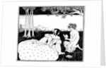 Pan reading to a woman by a brook by Aubrey Beardsley