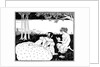 Pan reading to a woman by a brook by Aubrey Beardsley