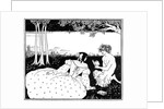 Pan reading to a woman by a brook by Aubrey Beardsley