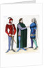 Valet and lords in 14th century costume by Anonymous