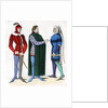 Valet and lords in 14th century costume by Anonymous