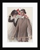 Young couple with Harvard pennant by Anonymous