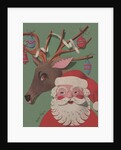 Santa and Reindeer with ornaments collage by Anonymous