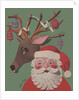 Santa and Reindeer with ornaments collage by Anonymous
