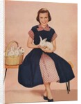 Girl holding rabbit by Anonymous