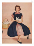 Girl holding rabbit by Anonymous