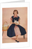 Girl holding rabbit by Anonymous