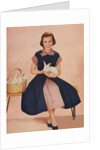 Girl holding rabbit by Anonymous