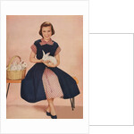 Girl holding rabbit by Anonymous