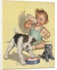 Baby with dog and kitten by Anonymous
