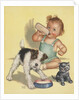 Baby with dog and kitten by Anonymous