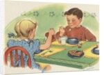 Children eating breakfast by Anonymous