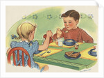 Children eating breakfast by Anonymous