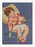 Baby sleeping in highchair by Anonymous
