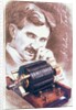 Nikola Tesla with machine by Anonymous