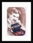 Nikola Tesla with machine by Anonymous
