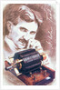 Nikola Tesla with machine by Anonymous