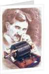 Nikola Tesla with machine by Anonymous