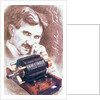 Nikola Tesla with machine by Anonymous