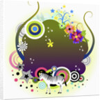 Zebra and flowers background by Anonymous