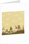 Lined-up Houses and Trees and Yellow Brown Sky above by Anonymous