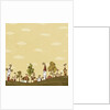 Lined-up Houses and Trees and Yellow Brown Sky above by Anonymous