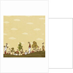 Lined-up Houses and Trees and Yellow Brown Sky above by Anonymous