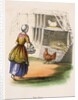 Woman collecting chicken eggs by Anonymous