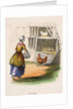 Woman collecting chicken eggs by Anonymous