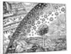 Engraving of a man discovering the point where earth and the sky meet by Anonymous