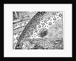Engraving of a man discovering the point where earth and the sky meet by Anonymous