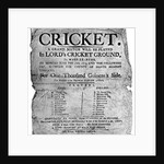 Flyer advertising a cricket match between Hampshire and England, 1819 by Anonymous