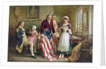 Betsy Ross working on American flag by Anonymous