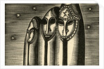Sculptures against night sky by Anonymous