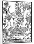 St Christopher carrying Christ across stream by Anonymous