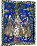 Ceramic tile panel with female musicians by Anonymous