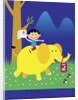 Boy Riding Elephant by Anonymous