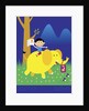 Boy Riding Elephant by Anonymous