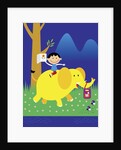 Boy Riding Elephant by Anonymous
