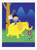 Boy Riding Elephant by Anonymous