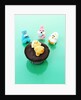 Muffin with chocolate icing and jelly chick for Easter by Anonymous