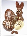 Chocolate Easter Bunny and chocolate eggs by Anonymous