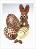 Chocolate Easter Bunny and chocolate eggs by Anonymous