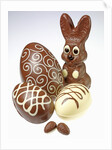 Chocolate Easter Bunny and chocolate eggs by Anonymous